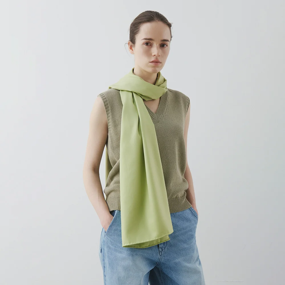 V-neck Sleeveless Knit in Light Khaki