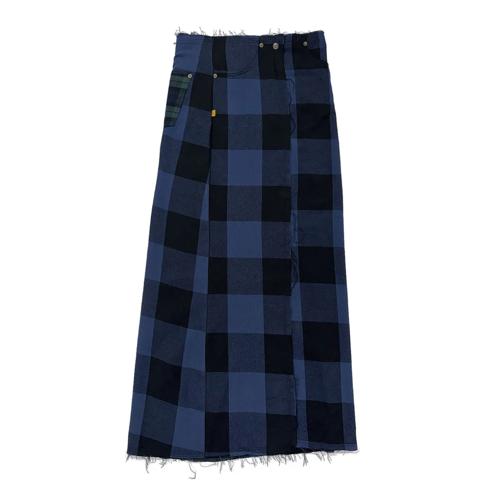 CHECK LAYERED WRAP SKIRT