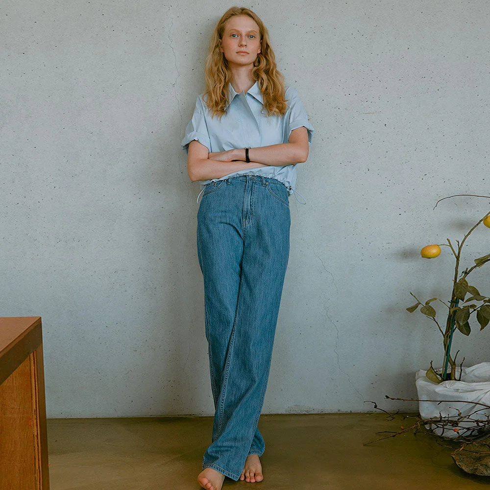 Blue Linen Straight Denim SJ3SL169-22