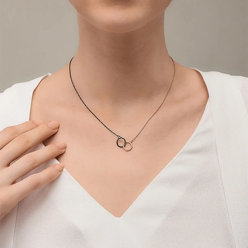 OKTO TWIN PENDANT BLACK & ROSE GOLD
