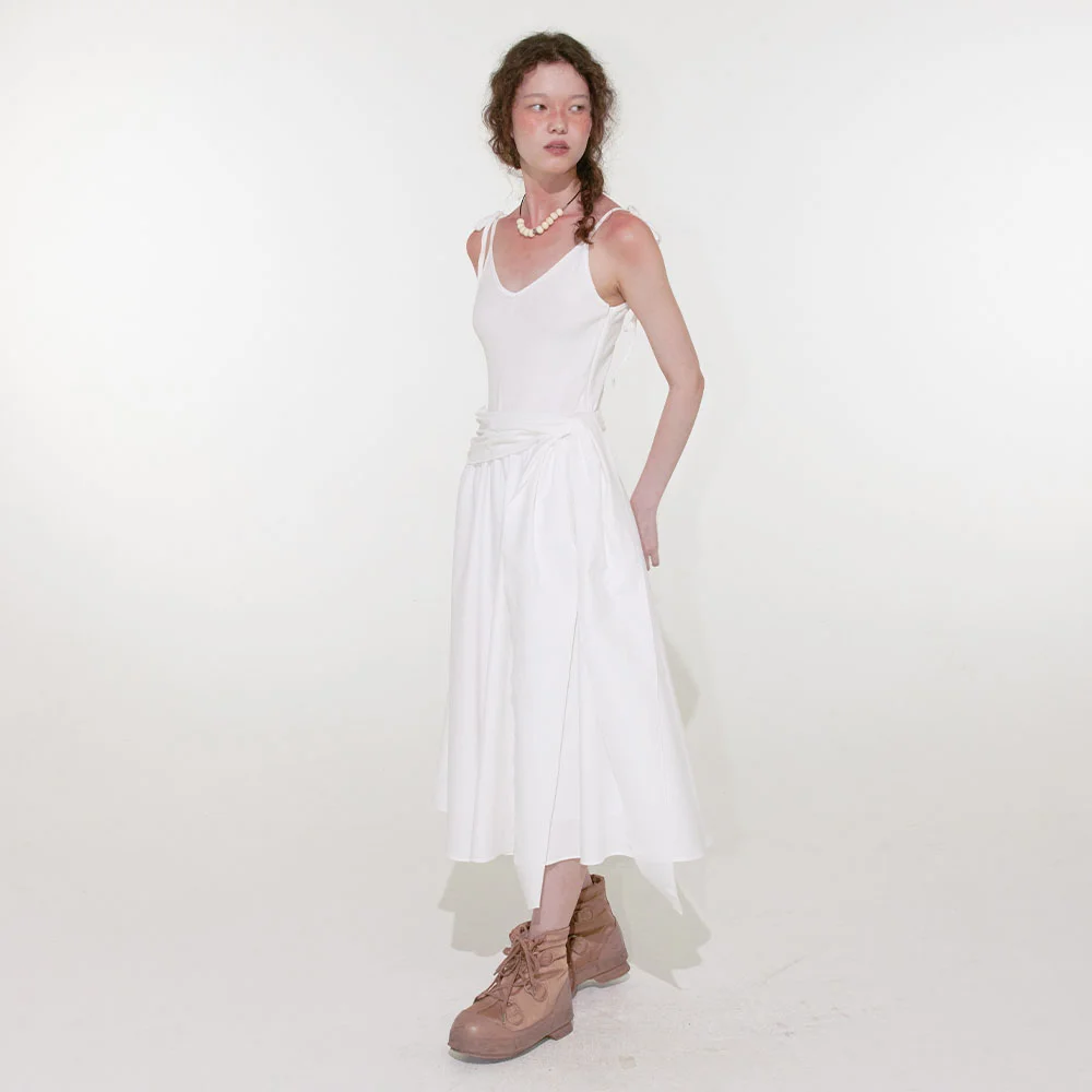 Layered Wrap Dress (White)