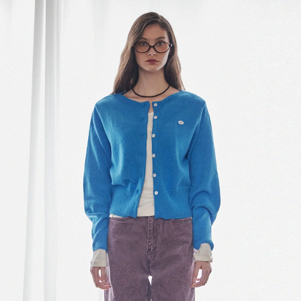 FRENCH BOAT NECK CARDIGAN_3COLORS_AQUA BLUE