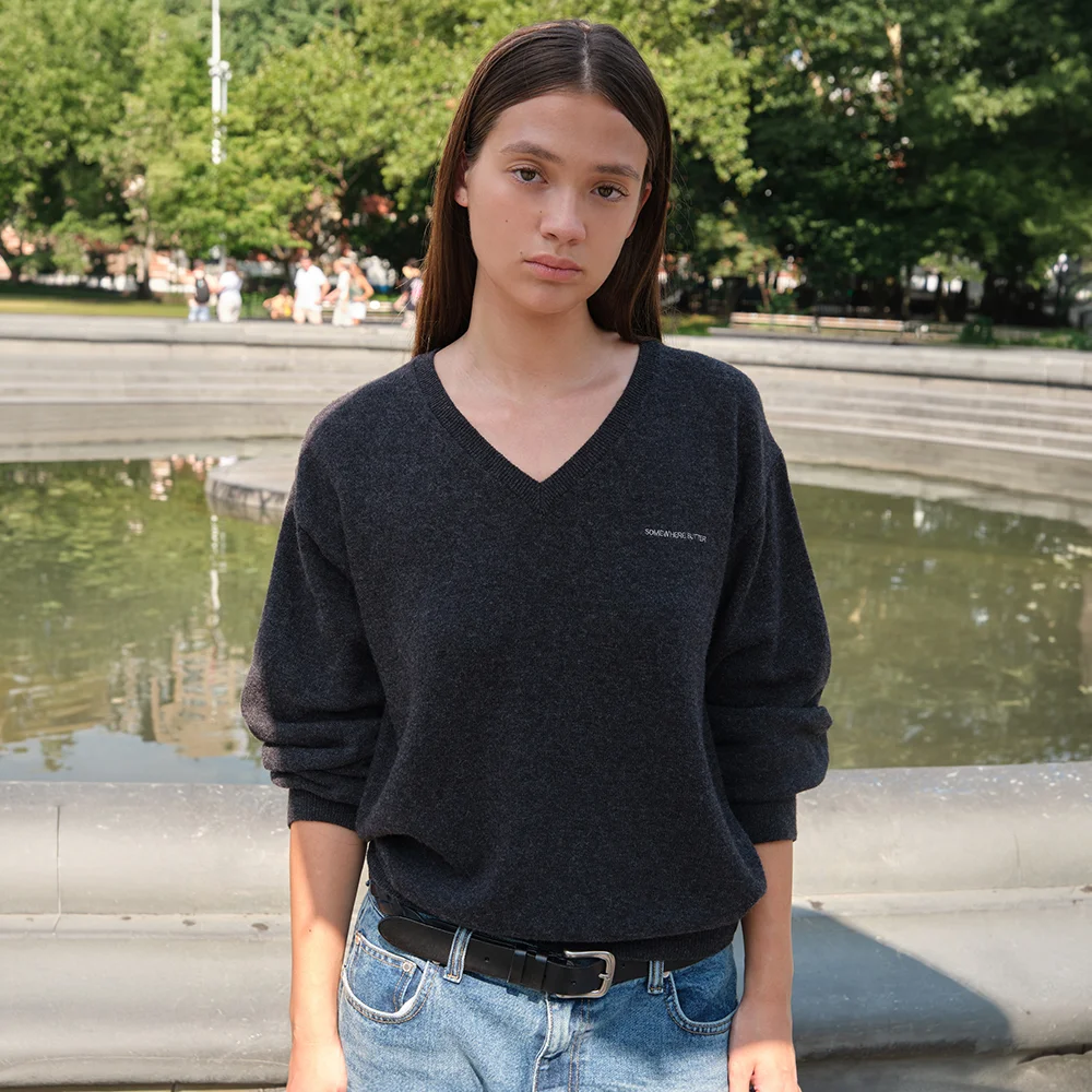 Meld V-Neck Knit - Charcoal