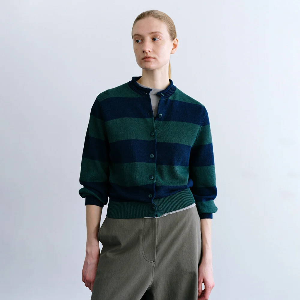 Cannoli Stripe Cardigan in Green