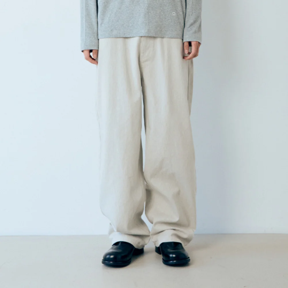 M 直筒 斜紋 褲子 Light Gray