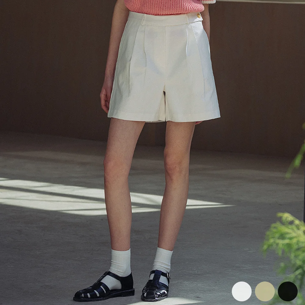 Side button point half pants