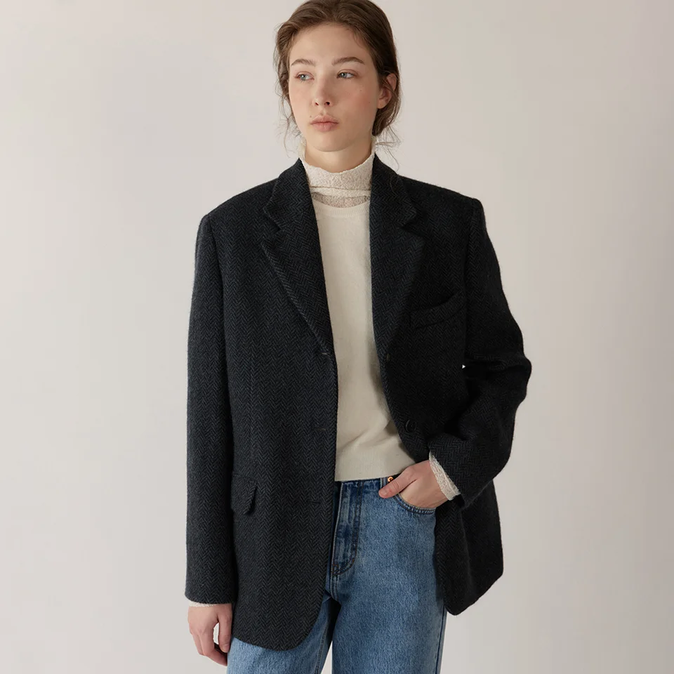 overfit wool jacket (charcoal)