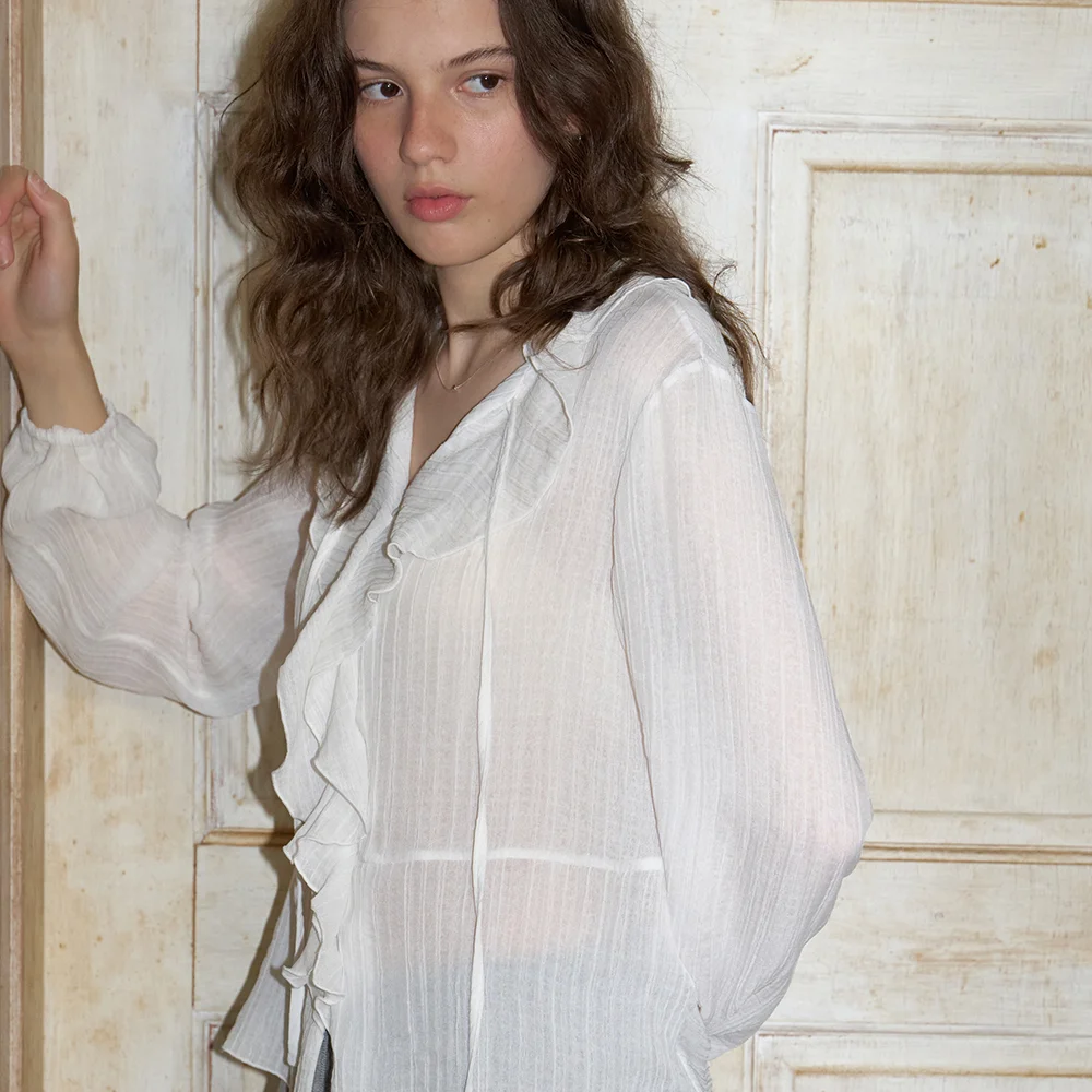 Freya ruffle blouse (white)