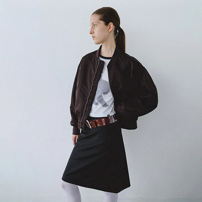SHIRRING BOMBER JUMPER - WINE