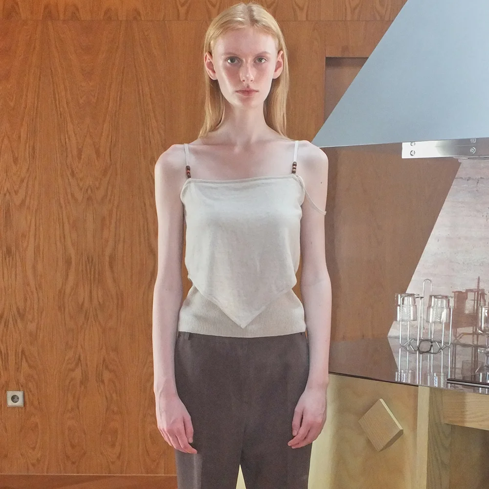 RHOMBUS BEADS TOP - OATMEAL