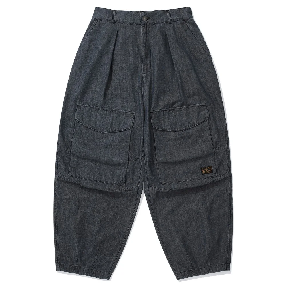 SL-LABEL DENIM WIDE FIT BALLOON PANTS 黑色牛仔