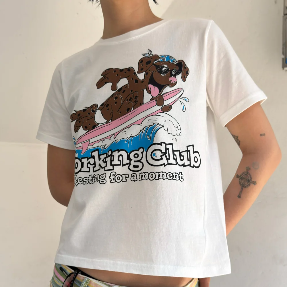 Surfing Dog T-shirt-White