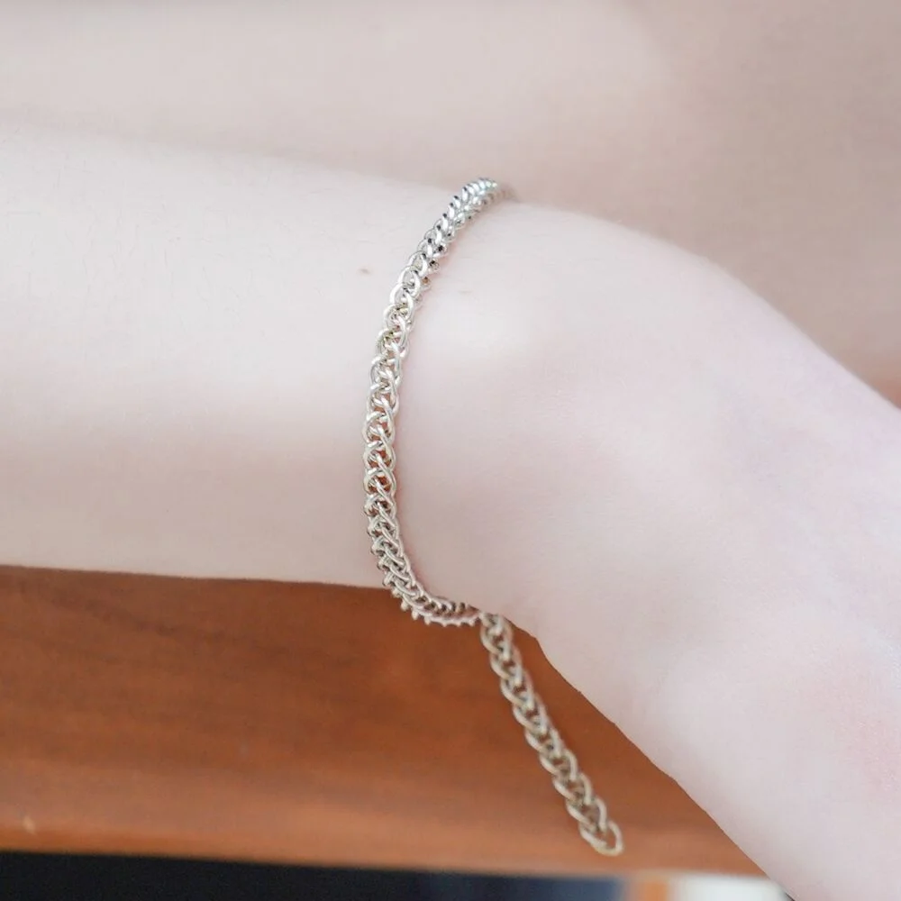 Alan double chain silver Bracelet Allan 雙 鏈條 銀色 925 醒目 手鏈