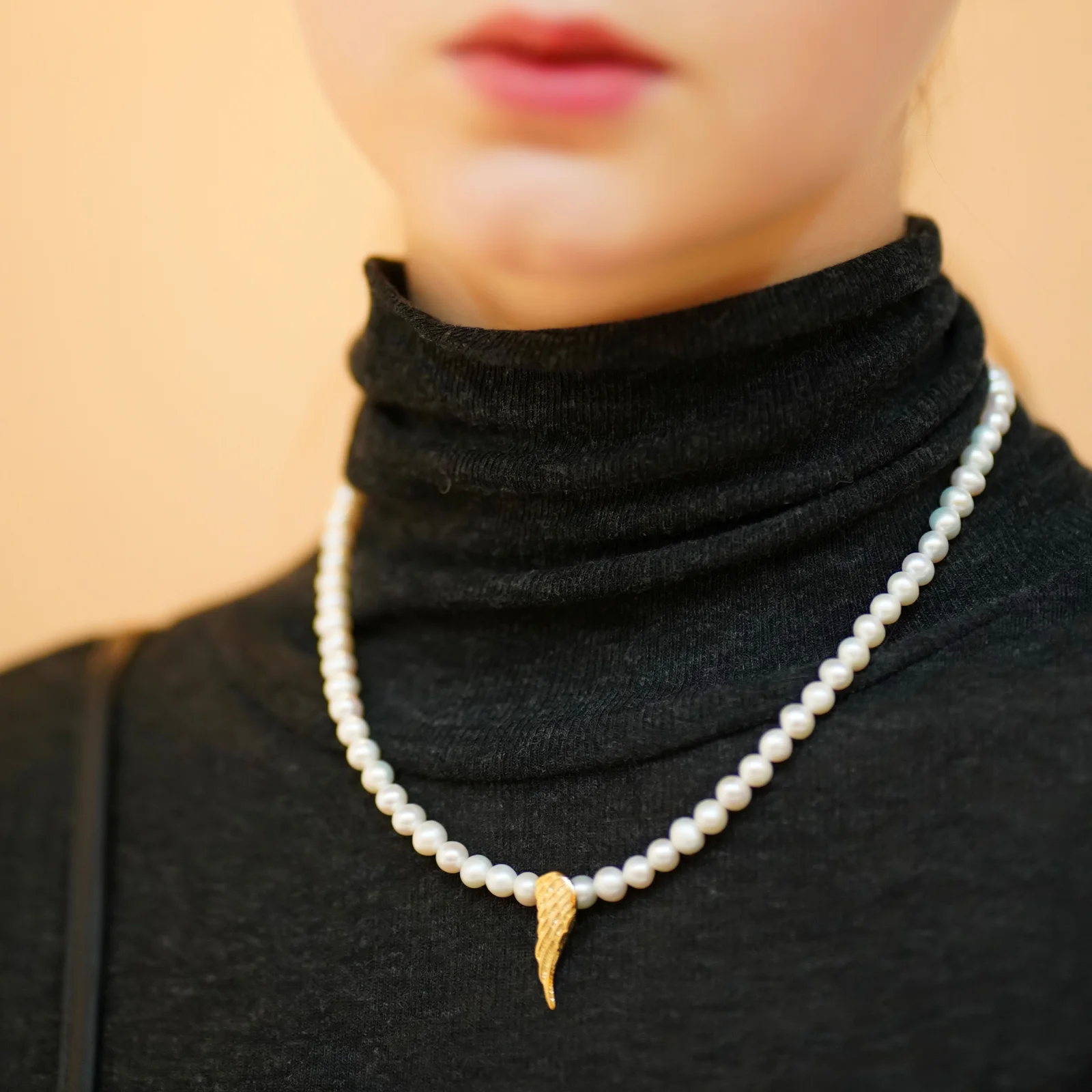 Angel wing pendant pearl Necklace 天使之翼 吊飾 淡水珍珠 頸鏈
