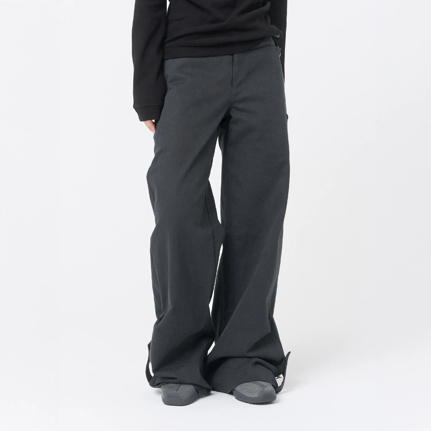 Flap layered wide pants CHARCOAL