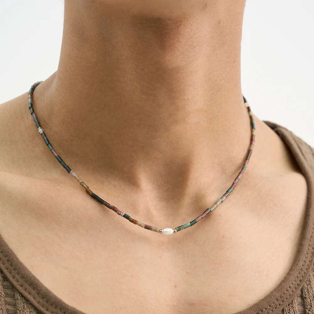 Earth 石洗 & 珍珠 Necklace_Indian 迷彩