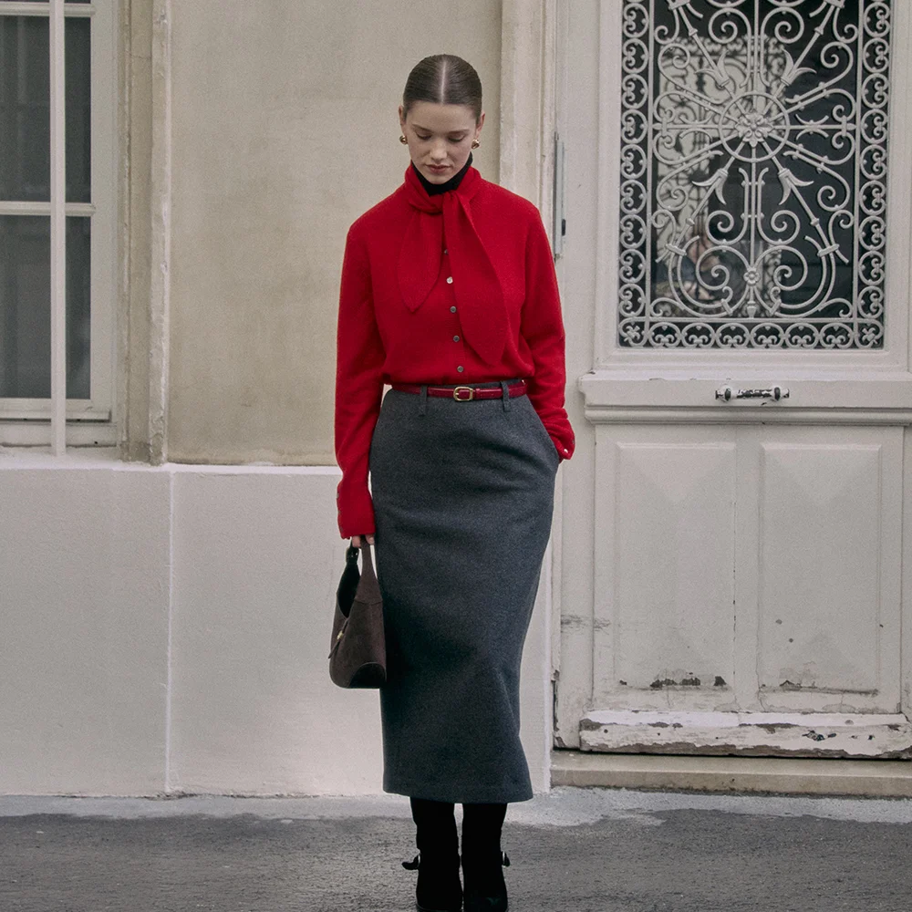 Wool Blended Ella Skirt Charcoal