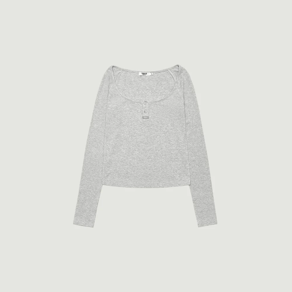 LIV HENRY NECK T-SHIRT (MELANGE GRAY)