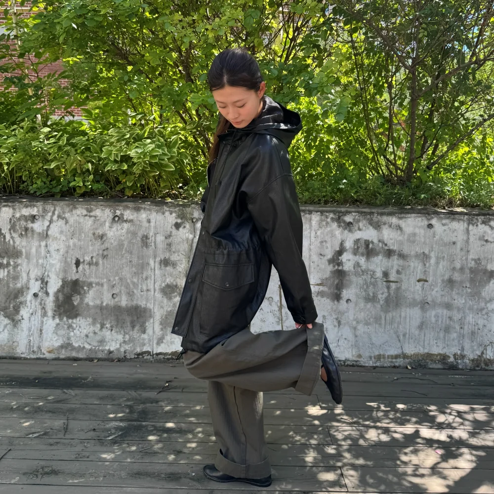 HUNTING FAUX LEATHER JACKET / BLACK