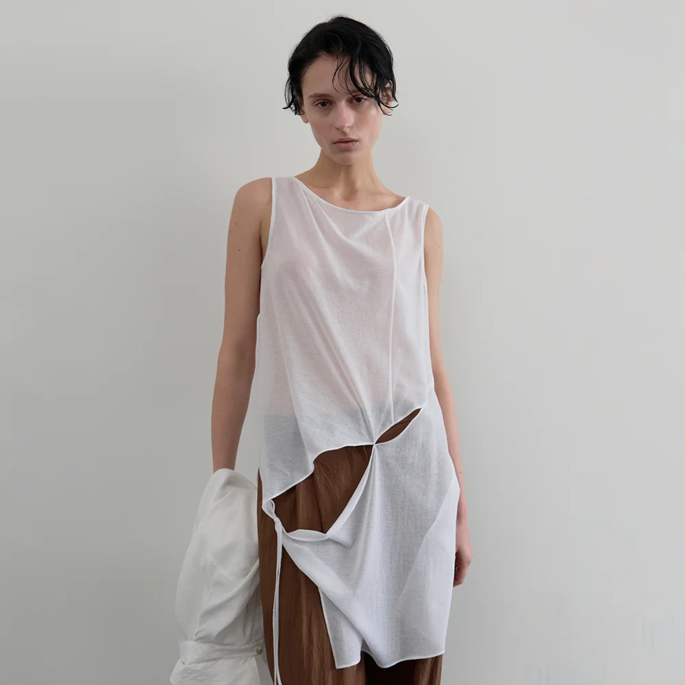 Sheer Slice Sleeveless (ivory)