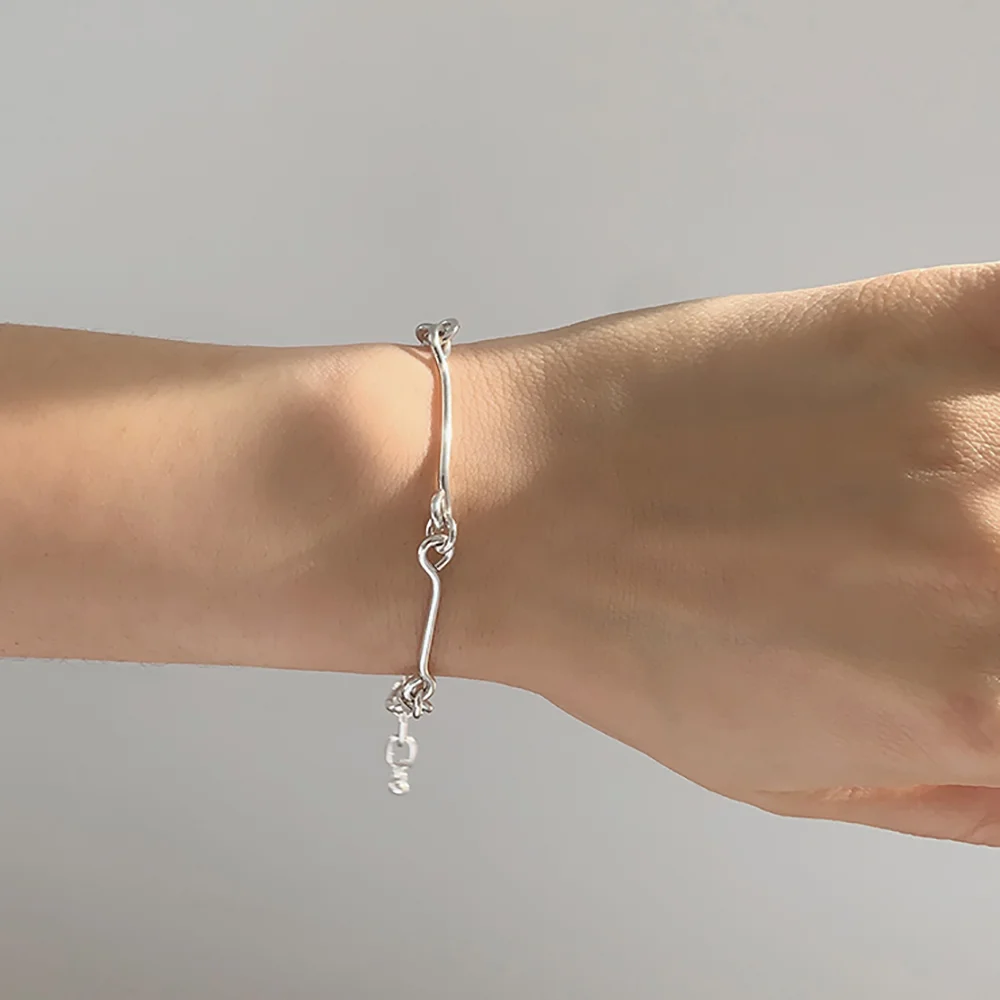 silver925 stick bold chain bracelet