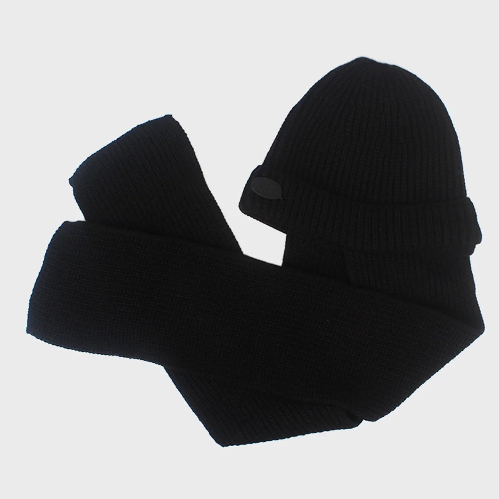 Wool Black Muffler Beanie 頸巾冷帽套裝