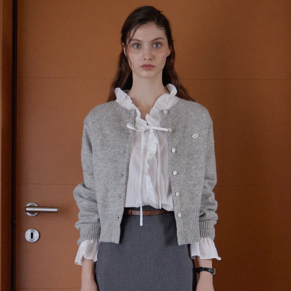 FRENCH BOAT NECK CARDIGAN_3COLORS_GRAY