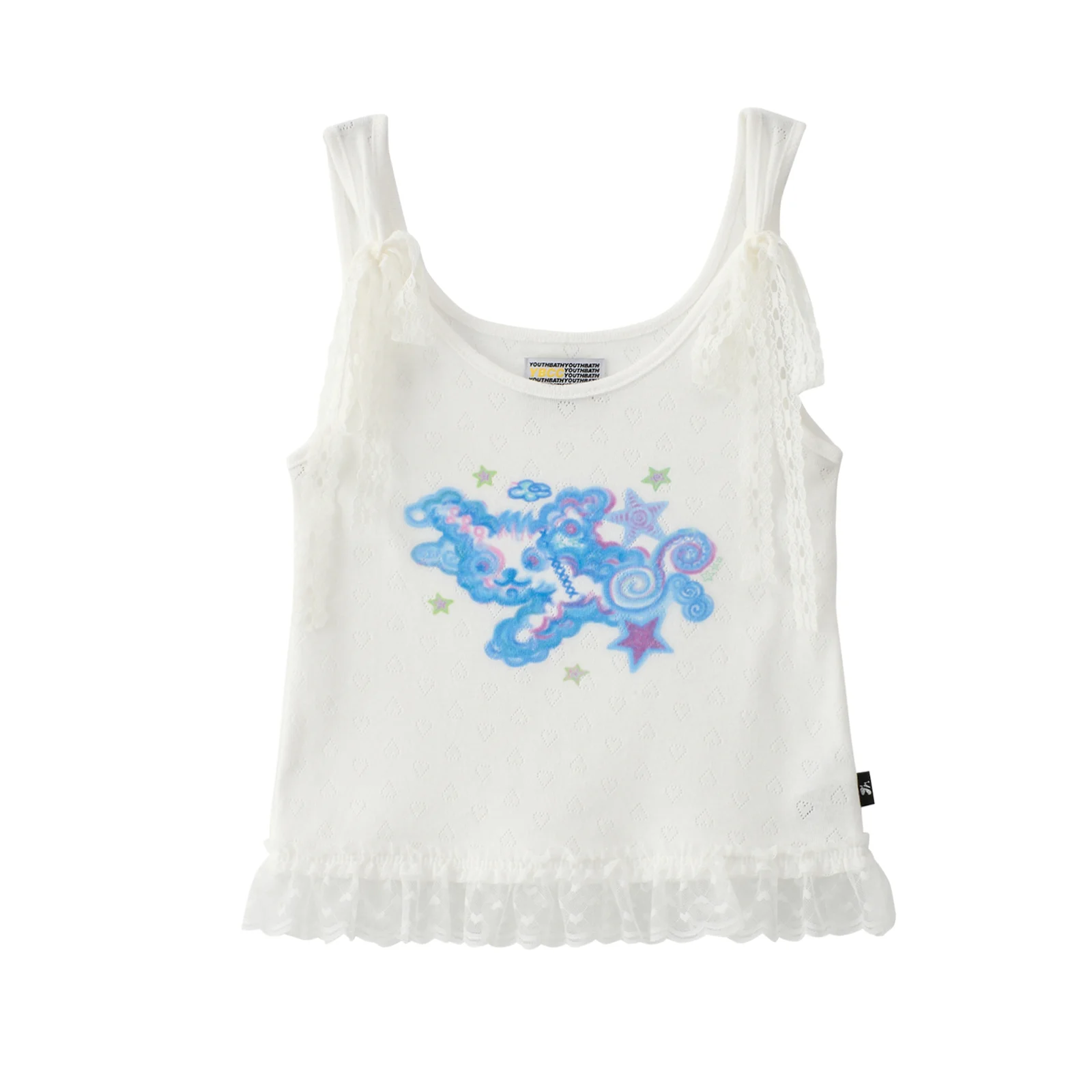 YBX SOUP Lace ribbon sleeveless _ white