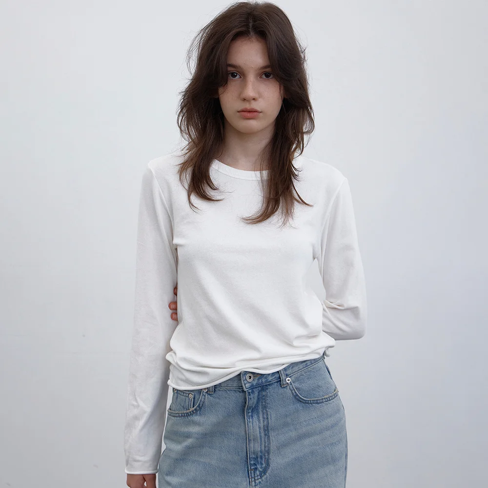 Easy cotton layered t-shirt (ivory)