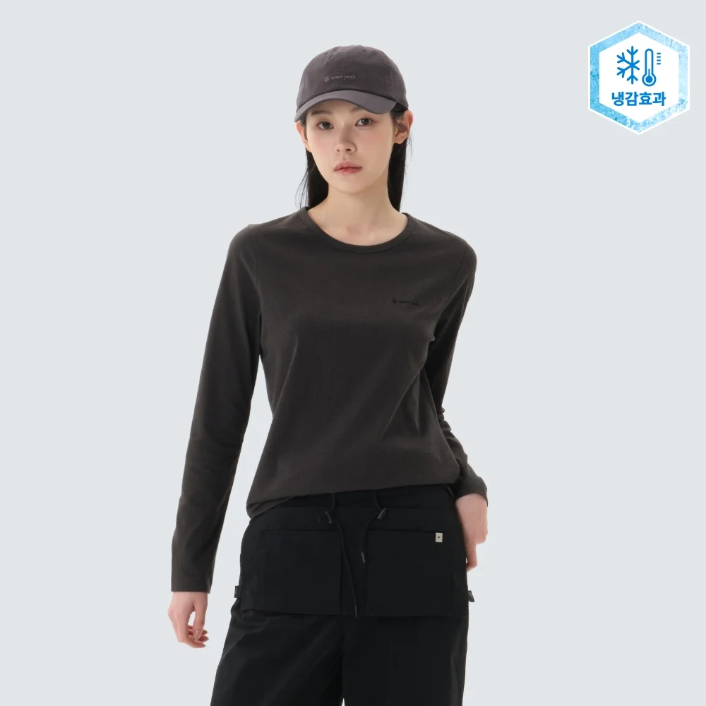 羅紋 女裝 長袖 T恤 Charcoal (S26SWFTL39)