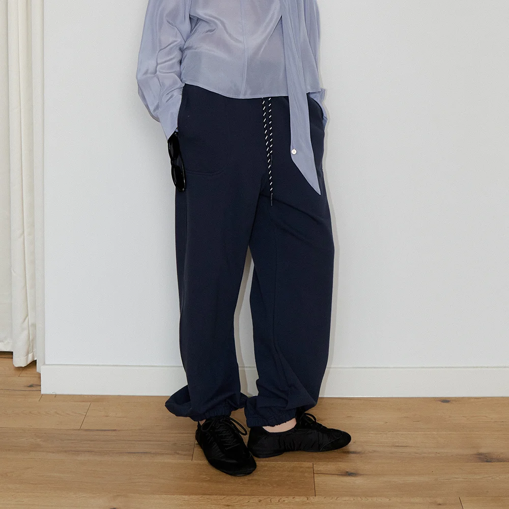 Cotton logo sweatpants_navy