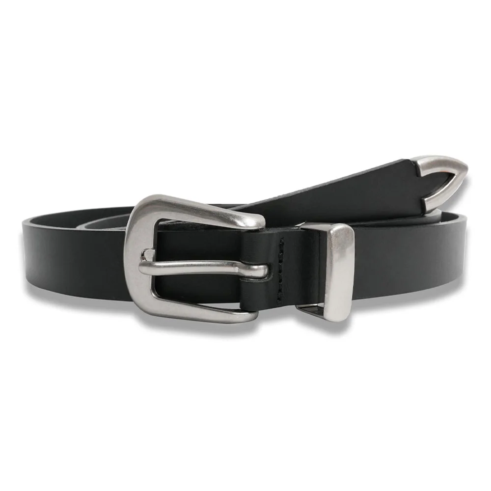 Western Basic Hard Leather Belt in Black