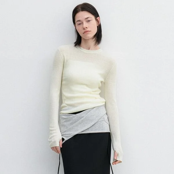 AN SHEER FRESH RIBBED SLIM KNIT (T-7190)