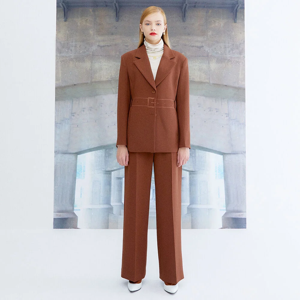 EMBROIDERY BELT JACKET_BROWN