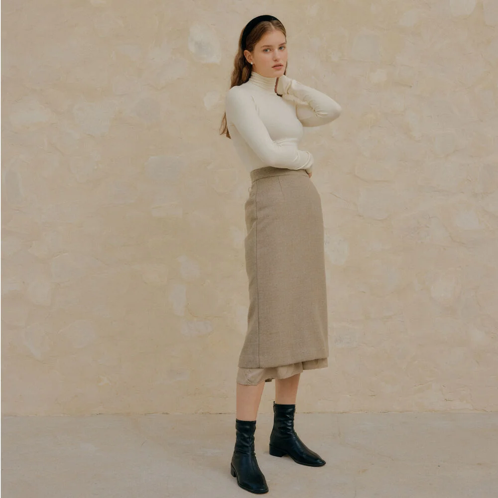 LAYERED SKIRT_BEIGE