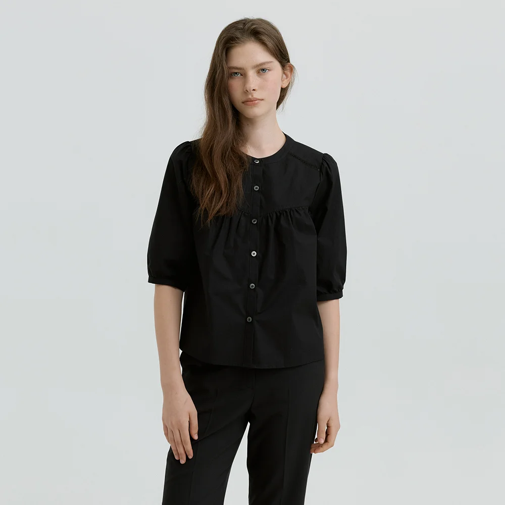 Pompi Shirring Blouse (Black)