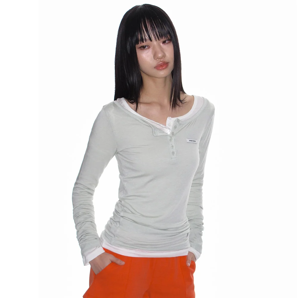 BASIC HENLEY NECK TOP_MINT