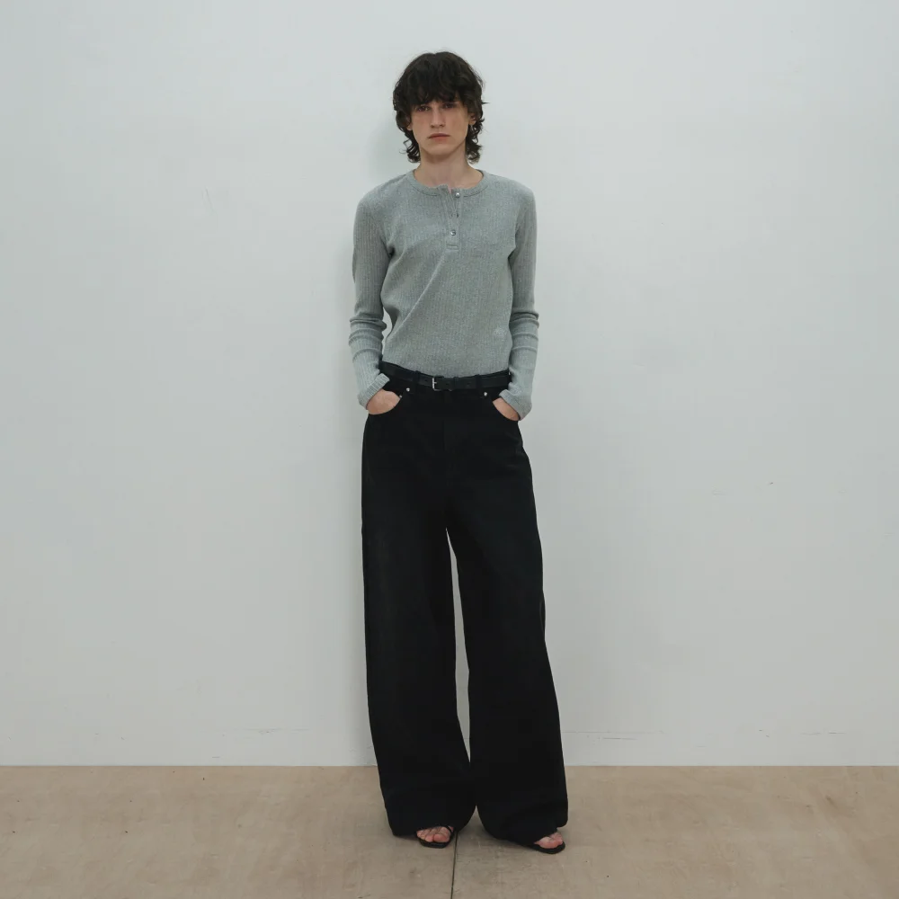 UNISEX, Loose-Fit Denim Pants / Washed black