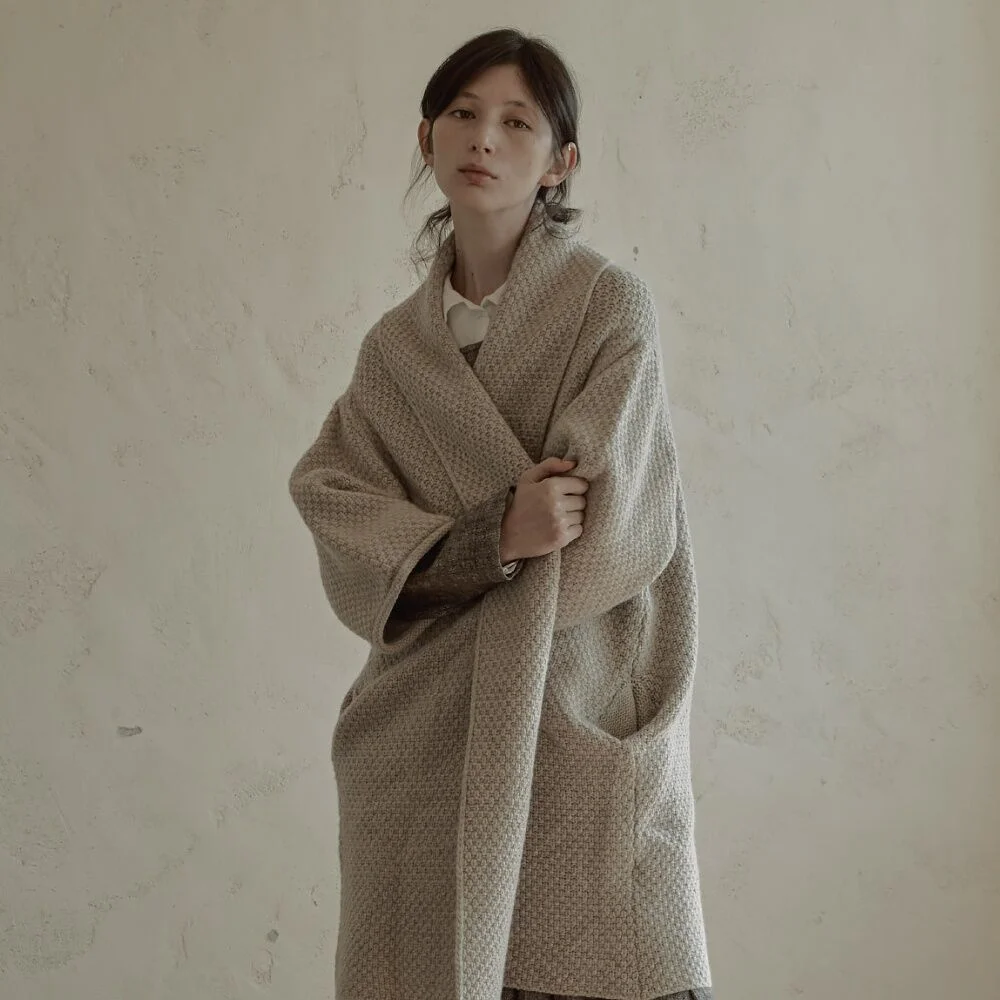 Angora wool lobbing over shawl long cardigan -3color