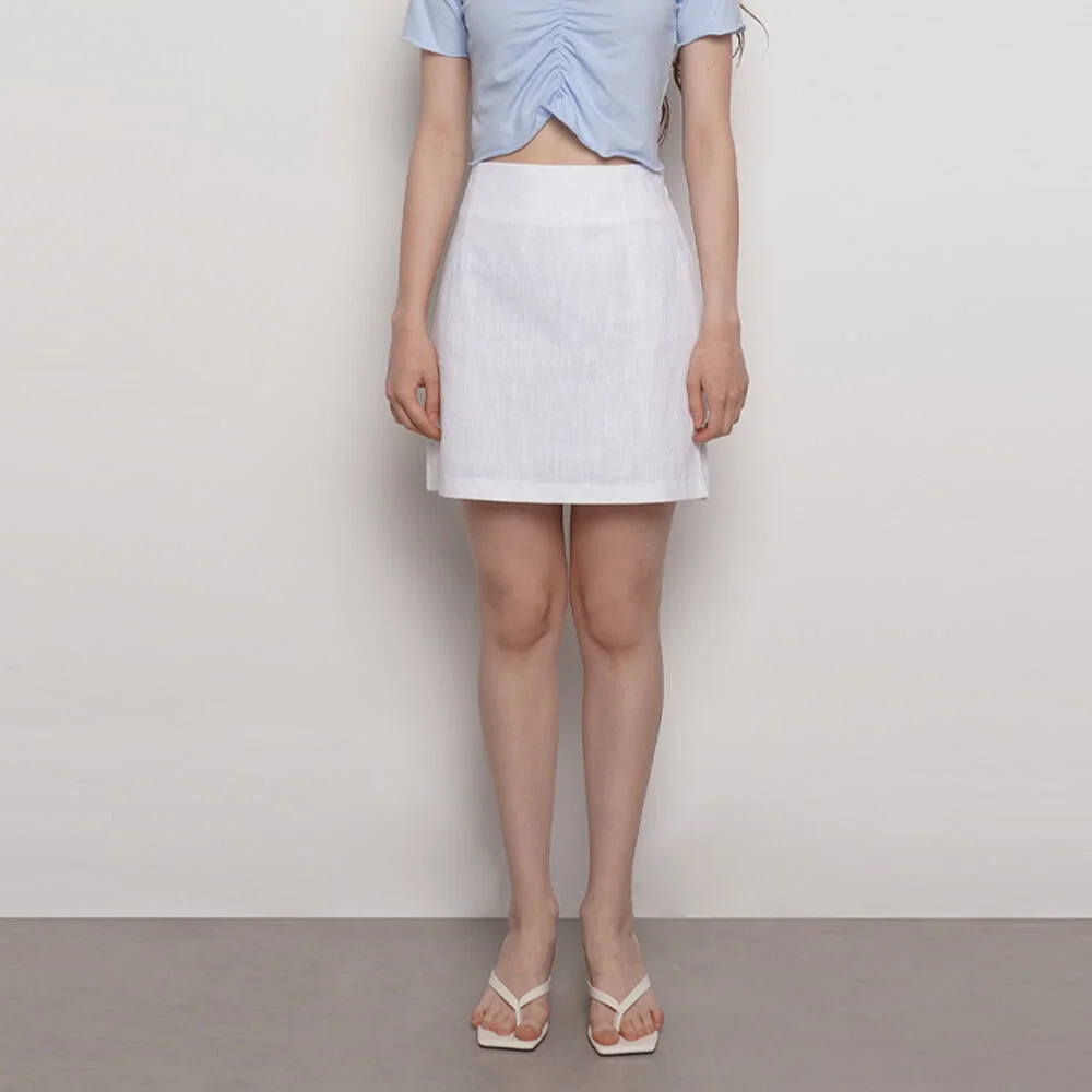W27 america linen mini skirt white