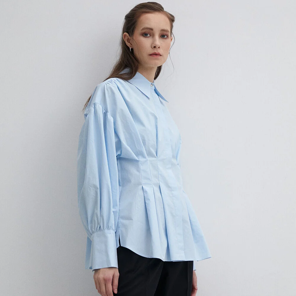 003 Volume Oversized Cotton Shirt - Light Blue