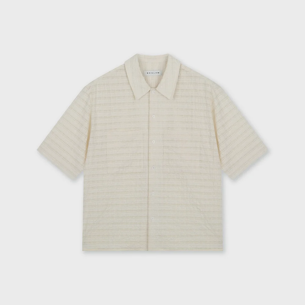 RELAXED CHECK HALF SHIRT CREAM