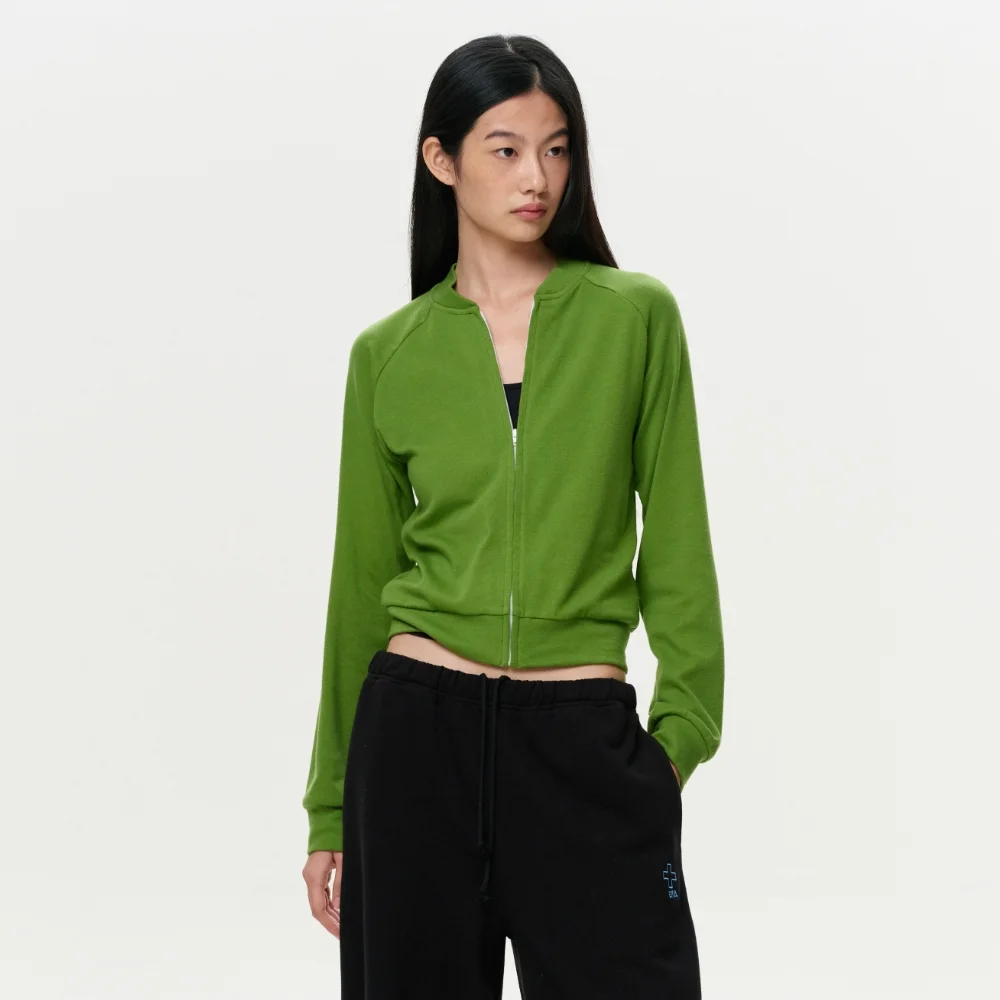 WOMEN ERA RAGLAN JERSEY ZIP-UP - MATCHA