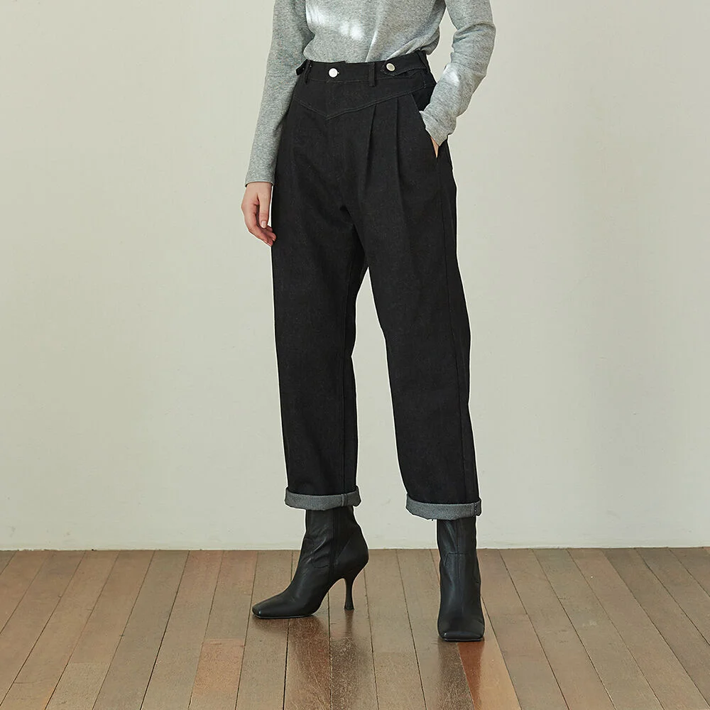 Highwaist Tapered Jeans - Black