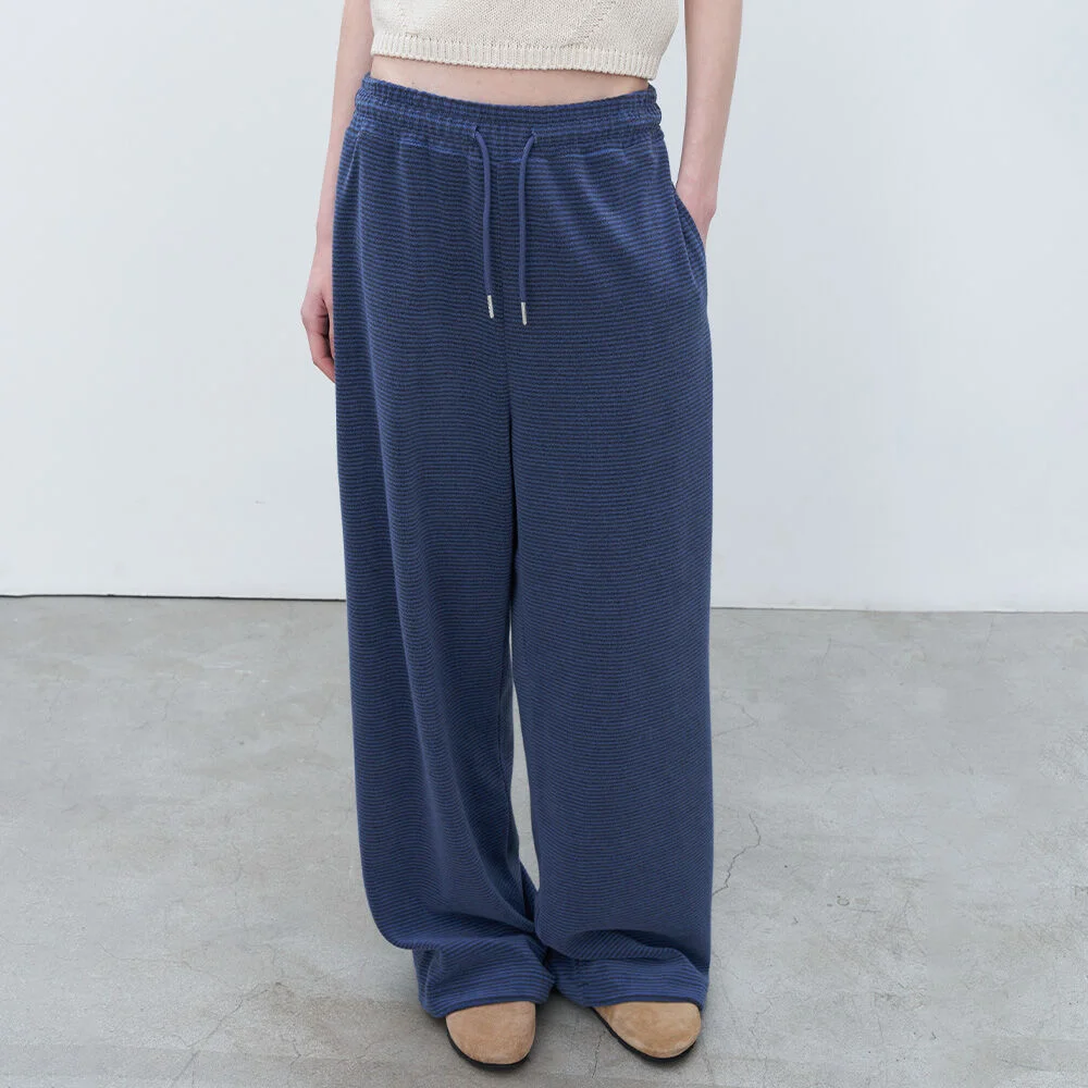 Stripe terry easy pants _Blue