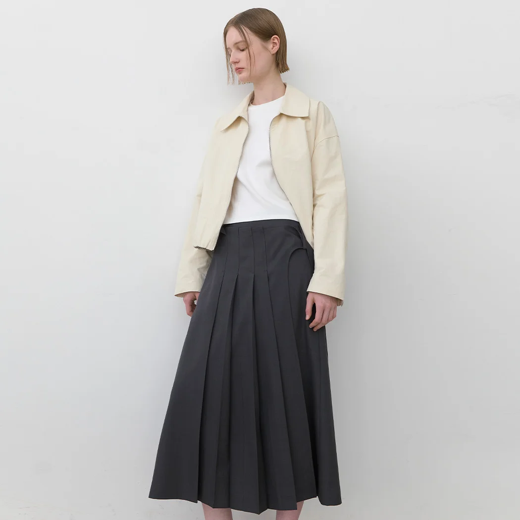 OVERLAP PLEATS SKIRT(SK-4992)