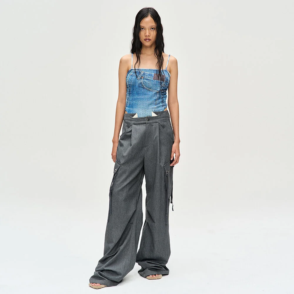 TANYA RAW-CUT WIDE PANTS apa706w(GREY)
