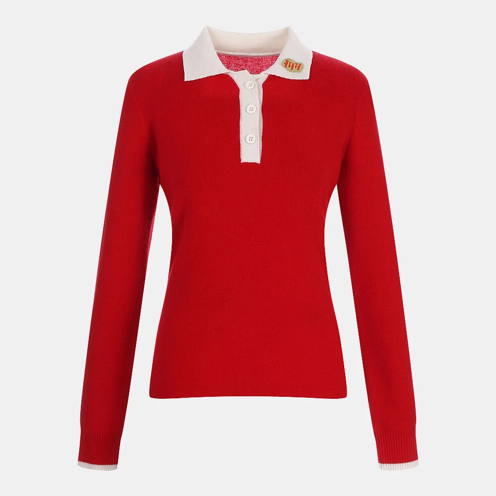 vivid collar fine wool knit_red