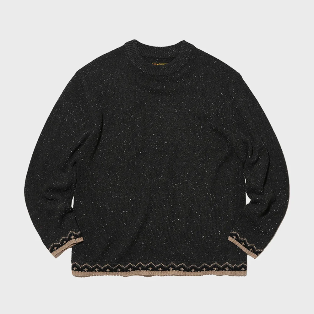 Nep Jacquard Pullover Knit Charcoal