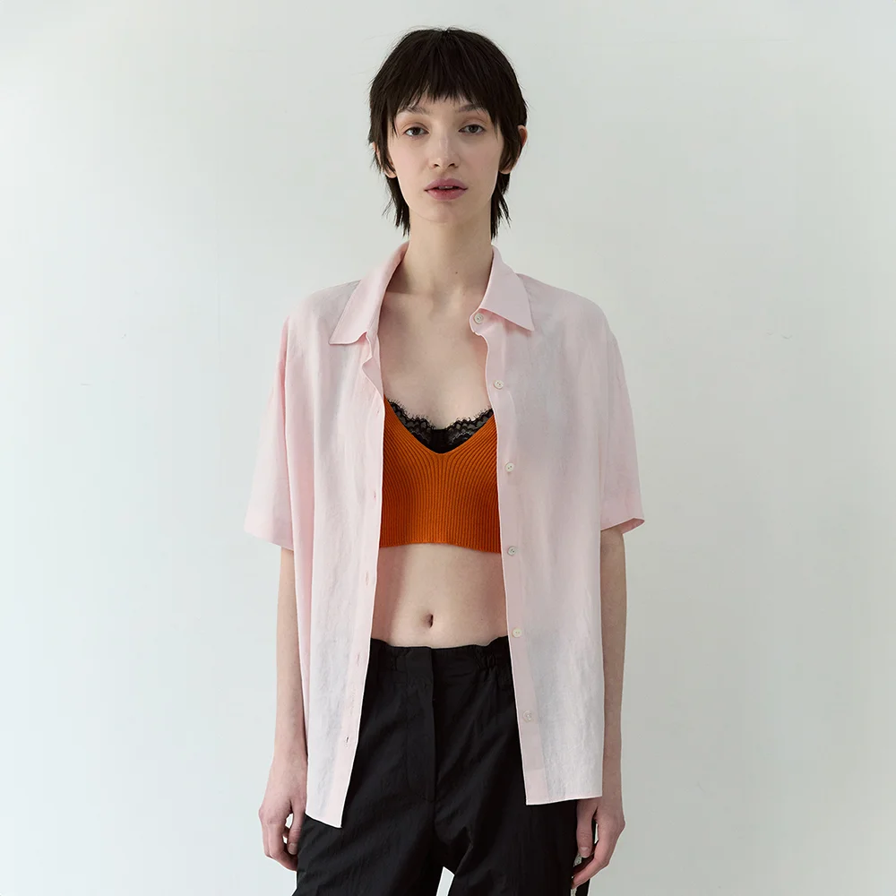 Amanda Linen Shirt (Light Pink)